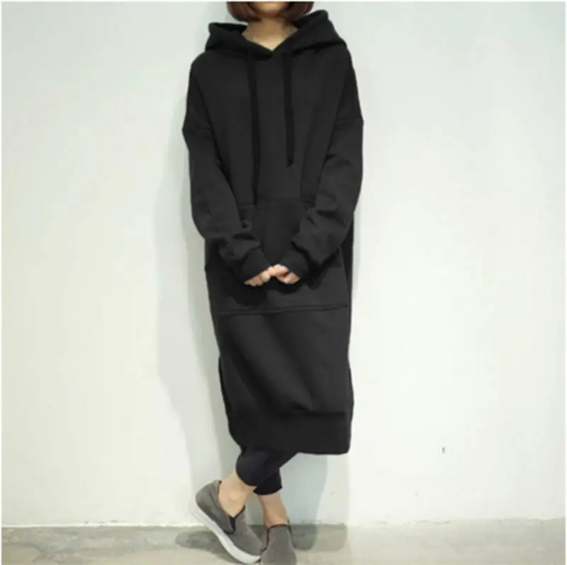 Oversized Long Sweatshirt Hood Gray 2021 - Image 11