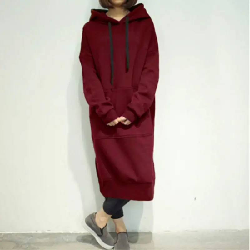 Oversized Long Sweatshirt Hood Gray 2021 - Image 5