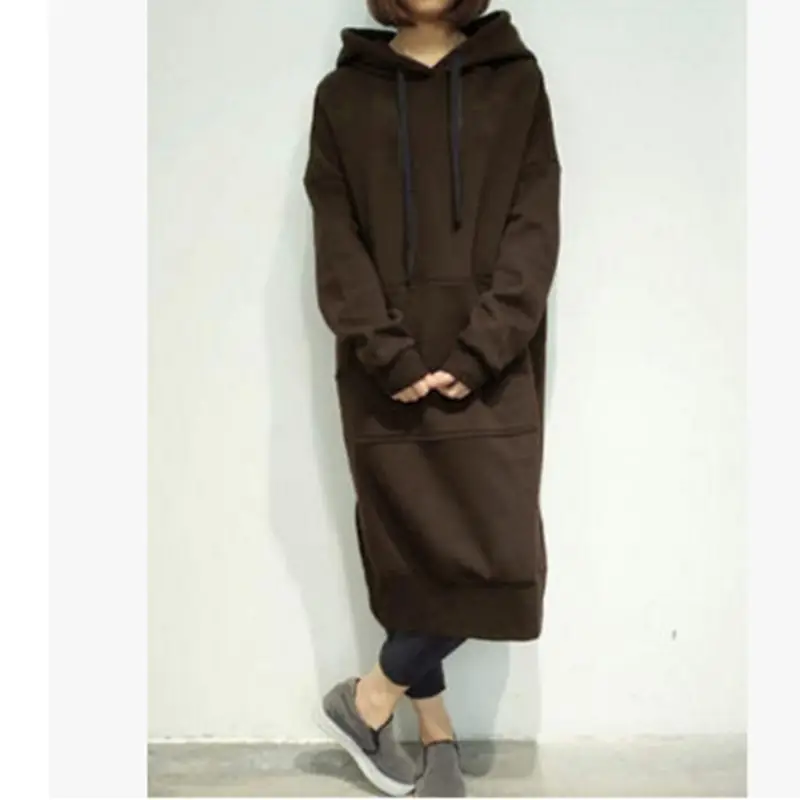 Oversized Long Sweatshirt Hood Gray 2021 - Image 7