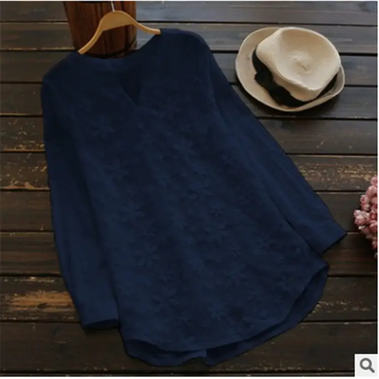 2018 Lace Embroidered Long Sleeve Shirt for Women