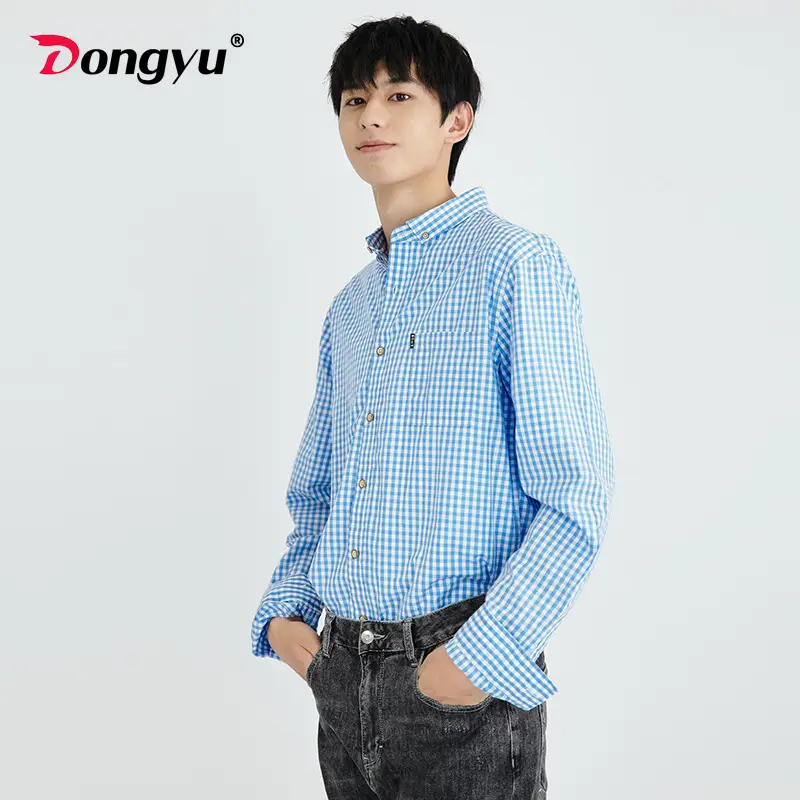 Men Cross-Border Cotton Plaid Shirts Autumn Winter Slim Fit