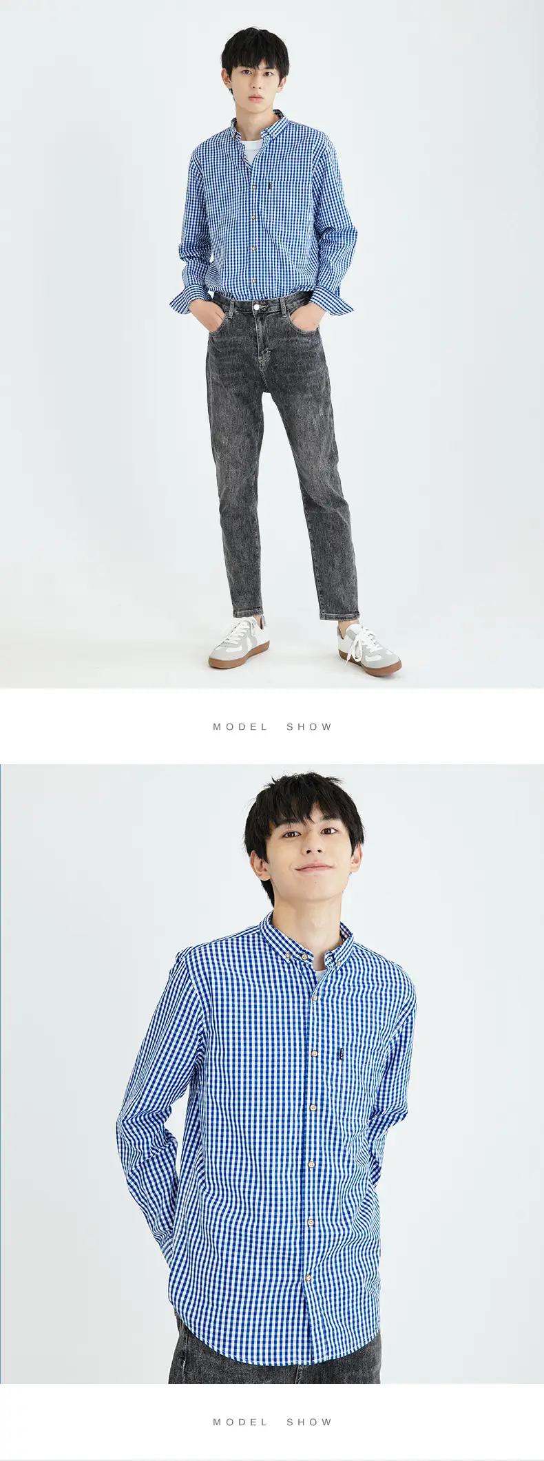 Men Cross-Border Cotton Plaid Shirts Autumn Winter Slim Fit — feature 10