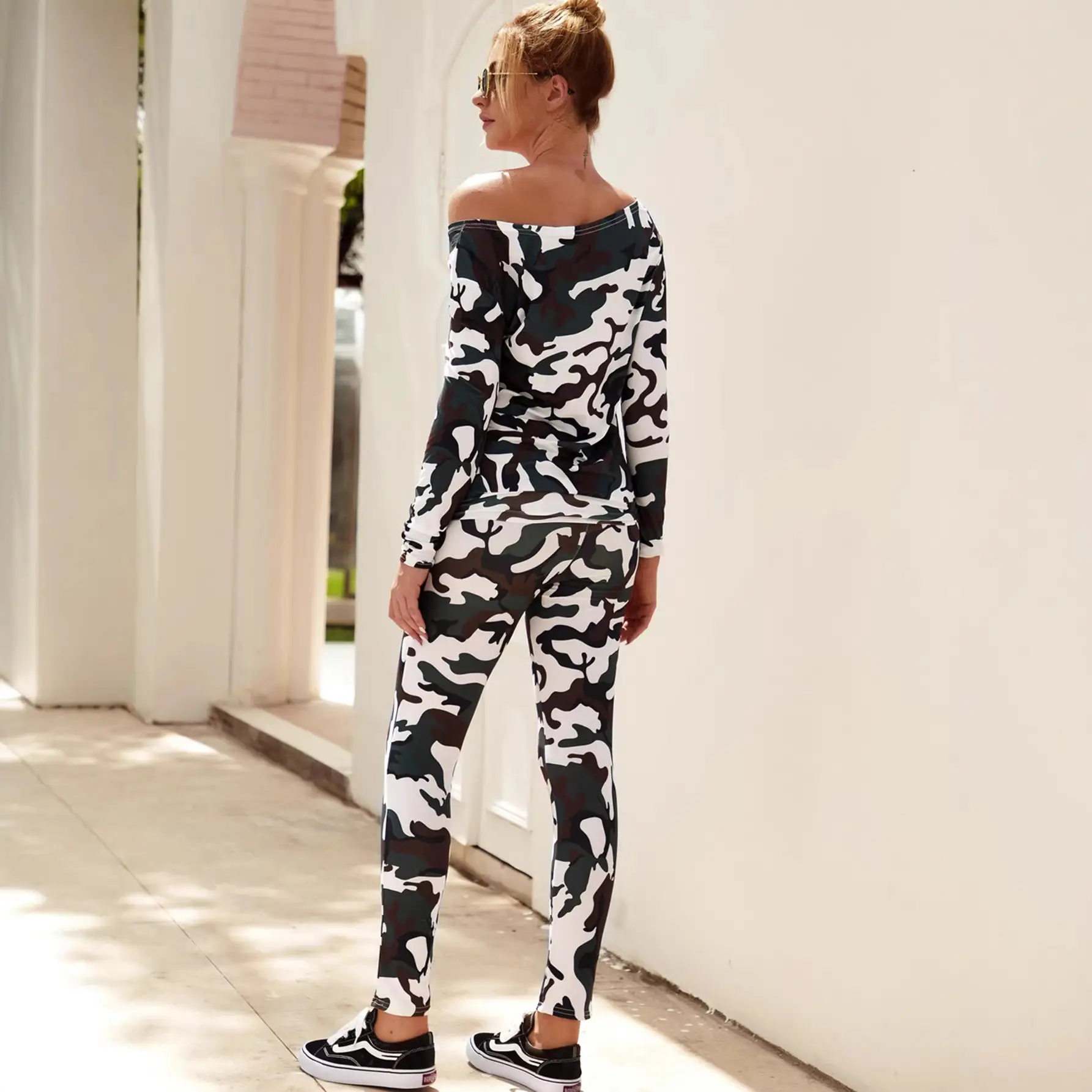Camouflage 2022 Women's Long Sleeve Suit Black White