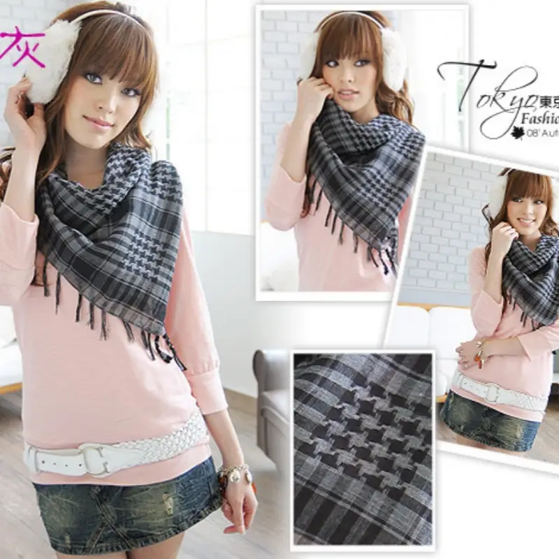 Muslim Scarf Green Plaid Windproof Neck Cover - Image 10