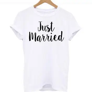 Just Married T-Shirt Black Gold Print - Image 4