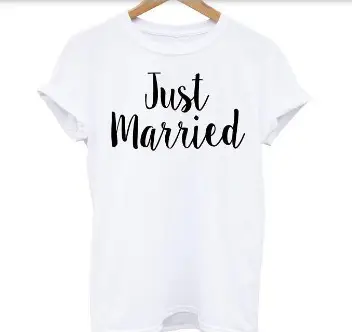 Just Married T-Shirt Black Gold Print - Image 2