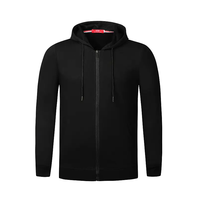 Men Black Full Zip Hoodie Sweatshirt - Image 4