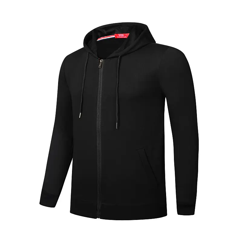 Men Black Full Zip Hoodie Sweatshirt - Image 5