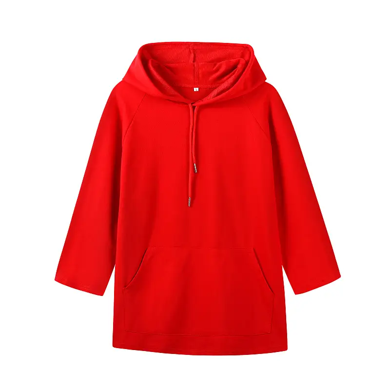Orange Hooded Terry Sweater Custom Sleeve Coat - Image 3