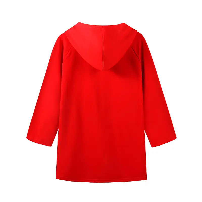 Orange Hooded Terry Sweater Custom Sleeve Coat - Image 4