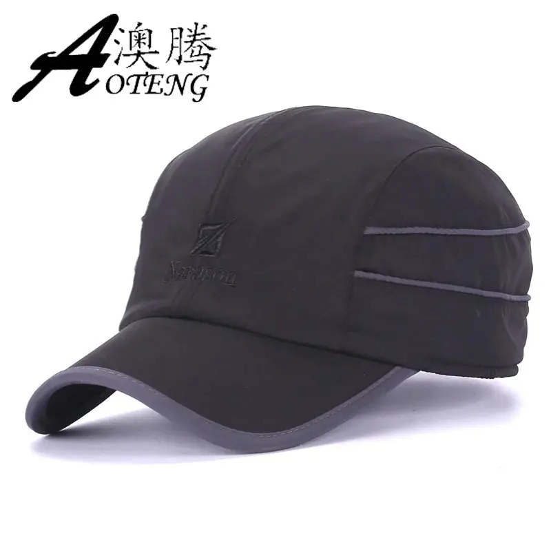Korean Embroidered Baseball Cap Blue Winter Warm - Image 2