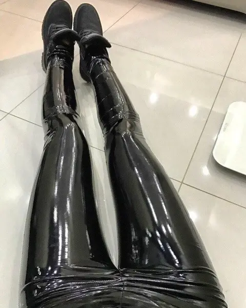 Black Reflective Yoga Leather Pants for Women — feature 11