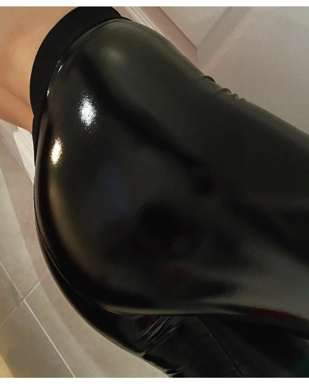 Black Reflective Yoga Leather Pants for Women — feature 12