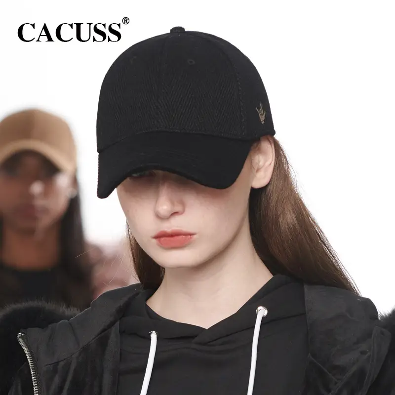 Women's Black Embroidered Baseball Cap Autumn Winter Warm Woolen - Image 2