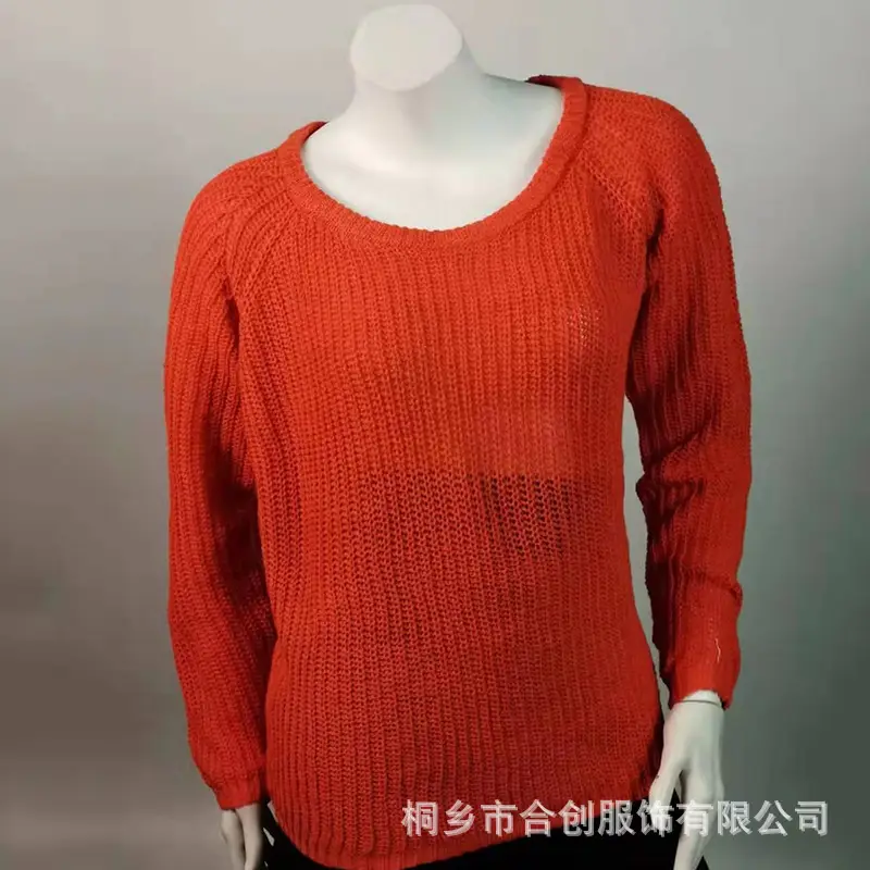 Women Knitted Crewneck Sweater Pullover Black - Image 7