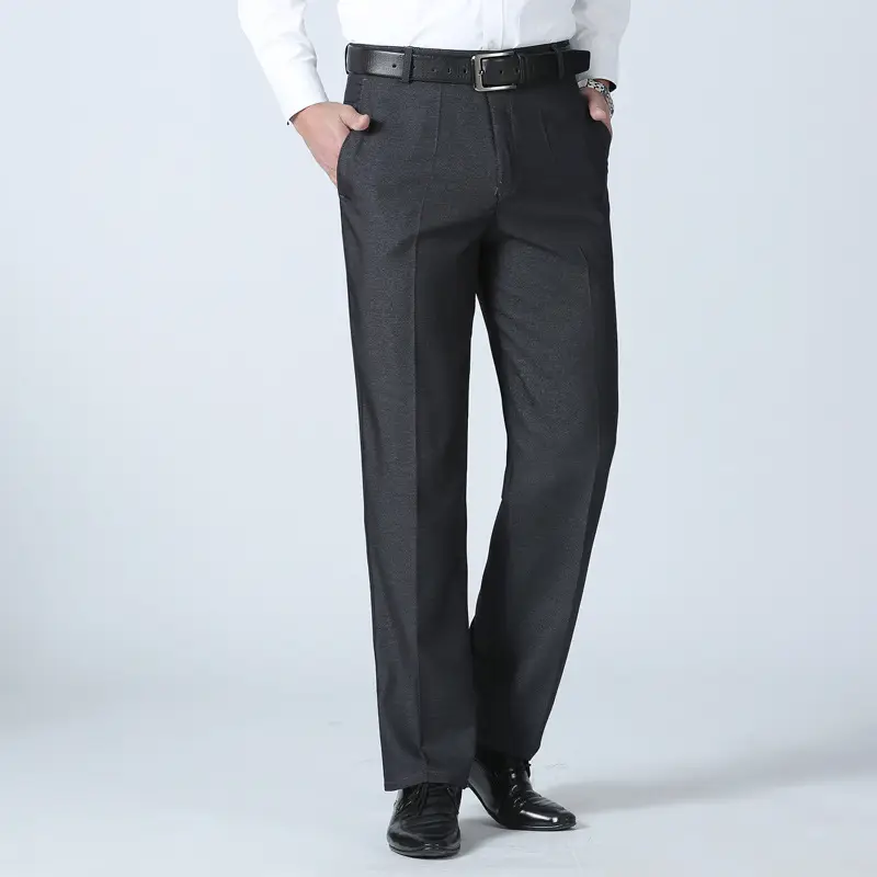 Men's Fleece Lined Dark Gray Pants Thickened Middle-aged Suit - Image 5