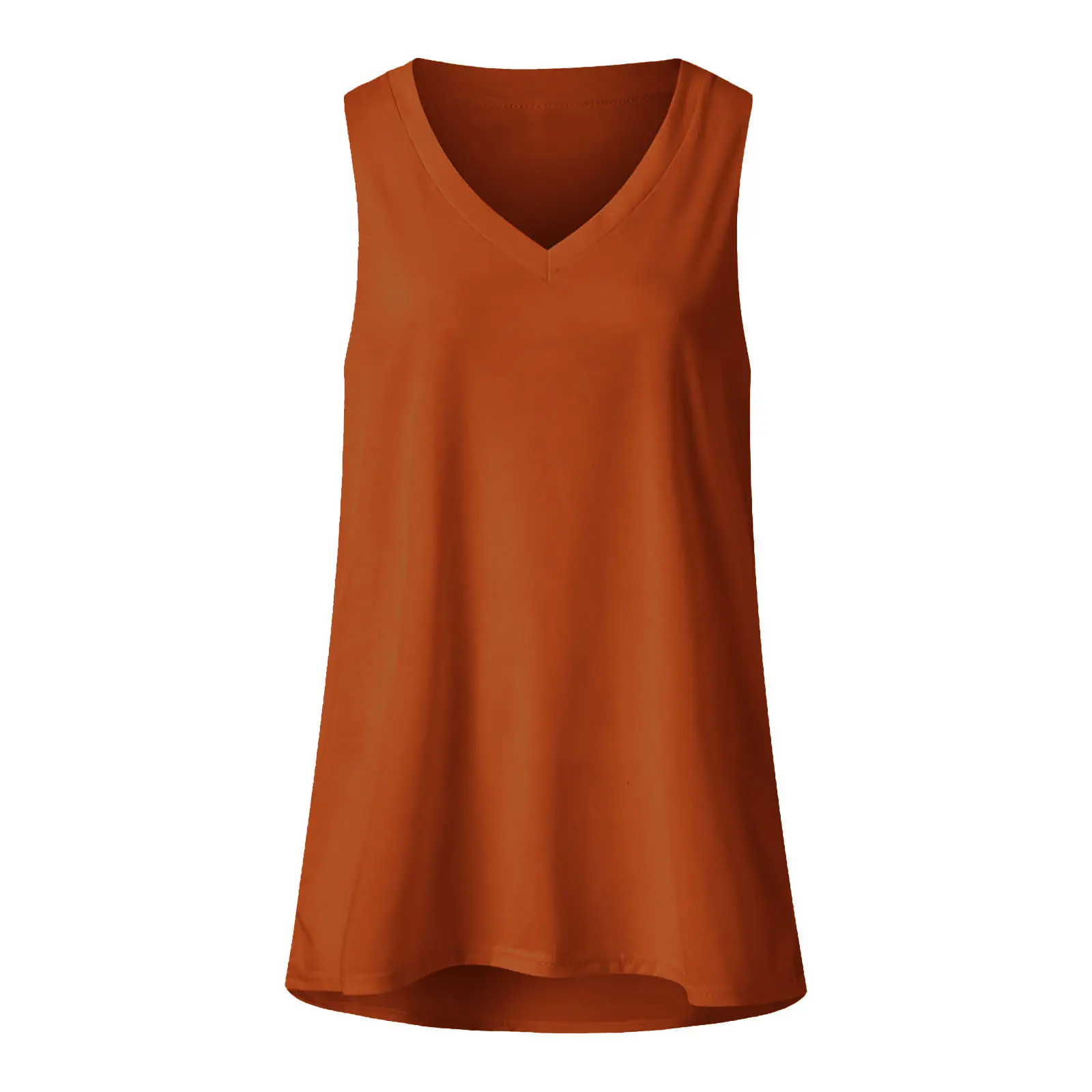 White V-Neck Sleeveless T-Shirt Women Large Summer Wear - Image 7