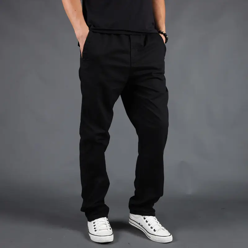 New Men's Loose Waist Pure Cotton Straight Pants