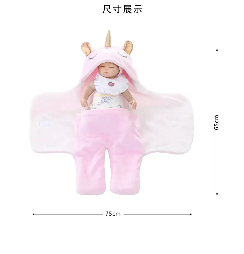 New Winter Baby Swaddle Blanket Unicorn Double Layer Light Blue — feature 6