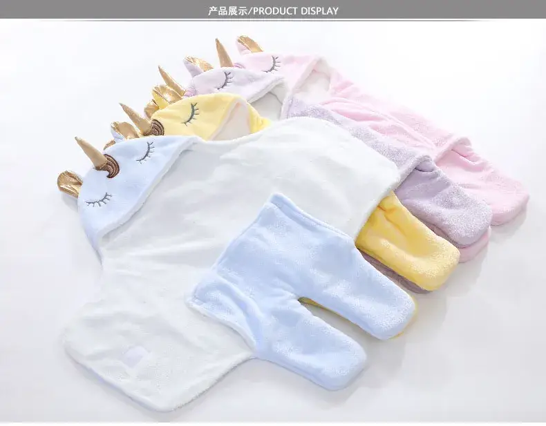New Winter Baby Swaddle Blanket Unicorn Double Layer Light Blue — feature 7