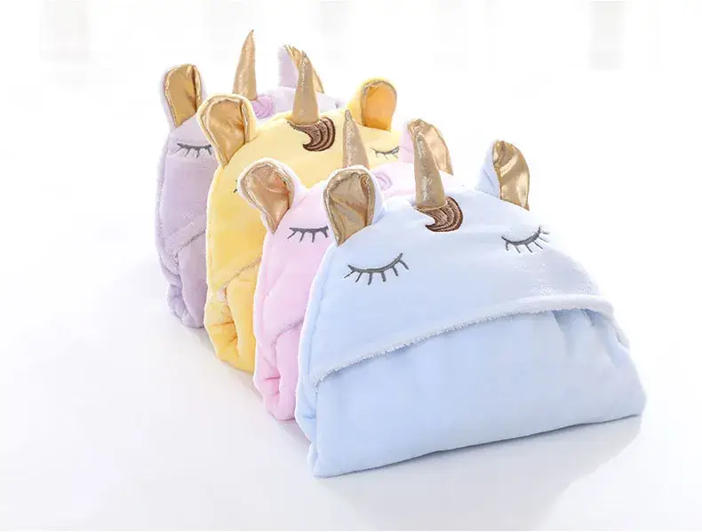 New Winter Baby Swaddle Blanket Unicorn Double Layer Light Blue — feature 8