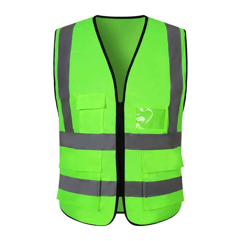 Green Reflective Waistcoat Work Vest with Logo Patch