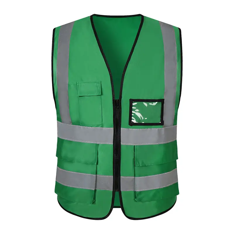 Green Reflective Waistcoat Work Vest with Logo Patch