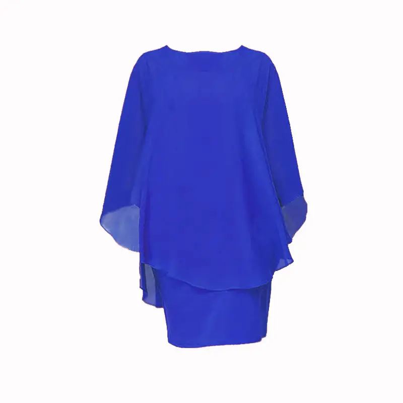 Plus Size Chiffon Blouse Skirt Set Black Red Purple