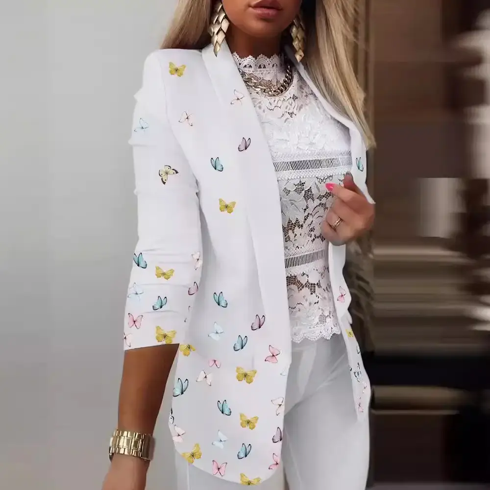 Women's White Cactus Embroidered Suit Set Winter Long Sleeve - Image 13