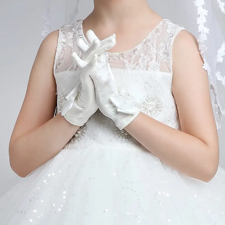 White Performance Gloves for Princess Bow Dress - Image 4