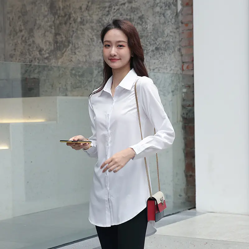 Women's Pink Long Sleeve Button Down Shirt Large - Image 6