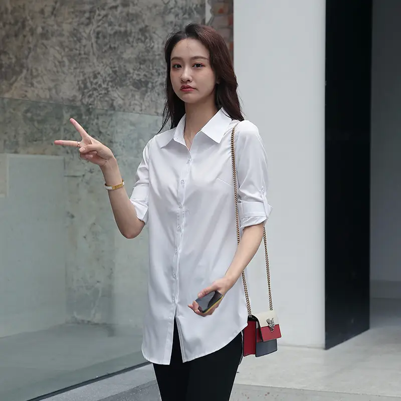 Women's Pink Long Sleeve Button Down Shirt Large - Image 7