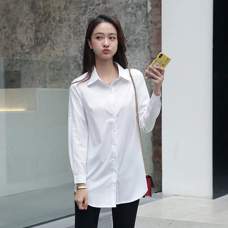 Women's Pink Long Sleeve Button Down Shirt Large - Image 9