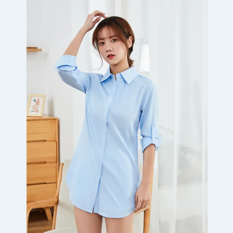 Women's Pink Long Sleeve Button Down Shirt Large - Image 3