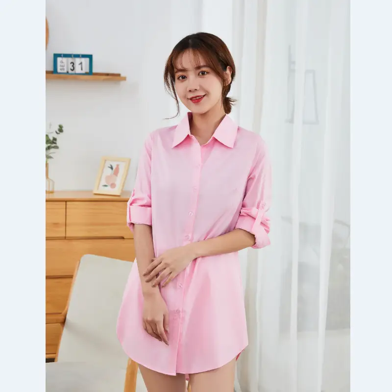 Women's Pink Long Sleeve Button Down Shirt Large - Image 4