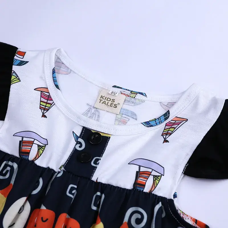 Girls' One Piece Halloween Dress with Flutter Sleeves - Image 5