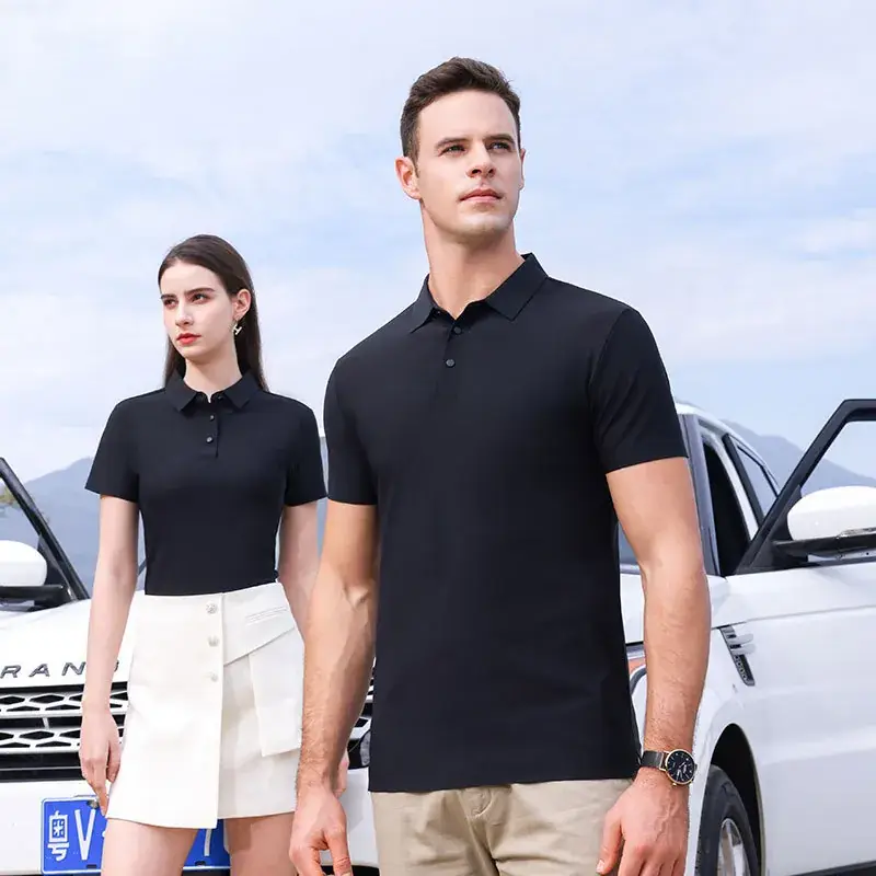 Blue Seamless Polo Shirt Silk Feel 185g - Image 3
