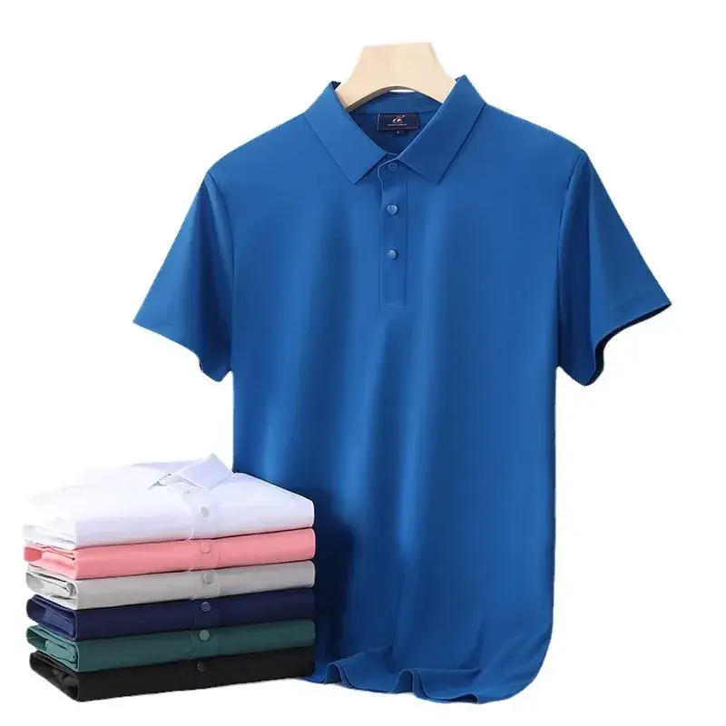 Blue Seamless Polo Shirt Silk Feel 185g - Image 5