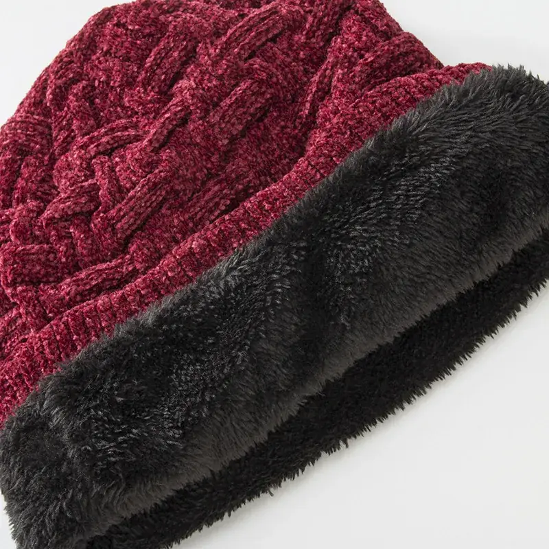 Maroon Double-Layer Velvet Ski Hat for Men Women - Image 10