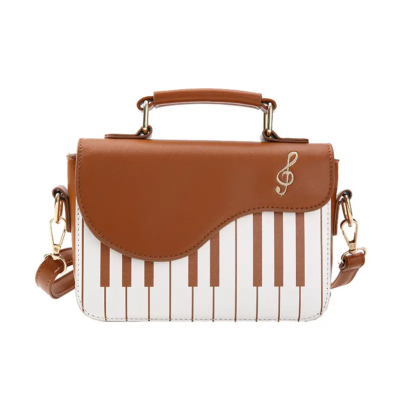 Women's Piano Key Design Shoulder Bag Black White - Image 2