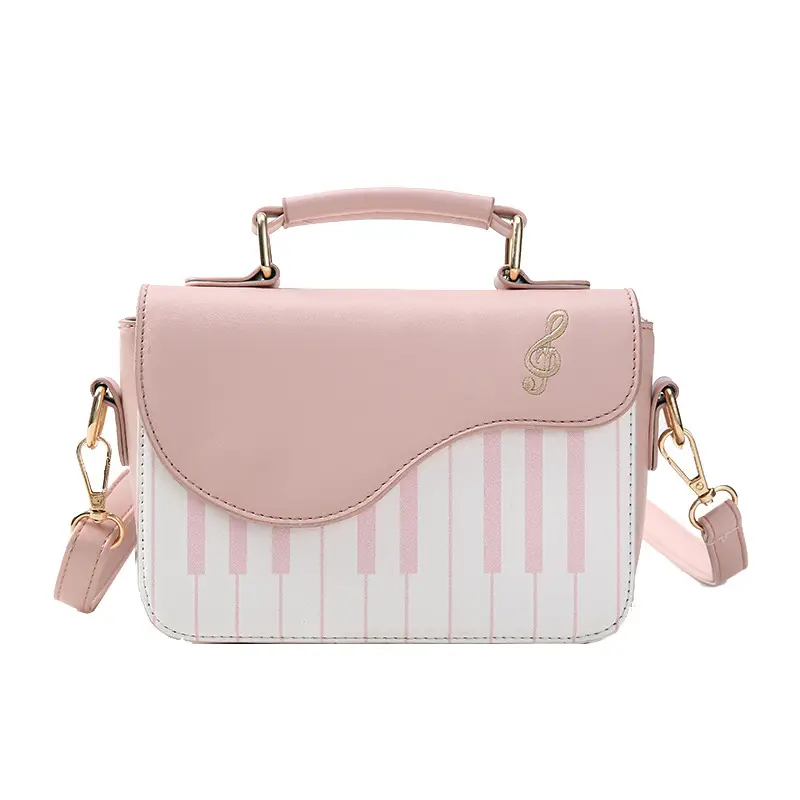 Women's Piano Key Design Shoulder Bag Black White - Image 3