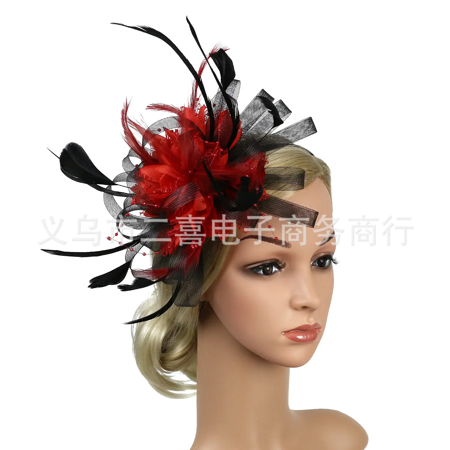 European Feather Headwear Bridal Hair Accessories Mesh Small Top Hat - Image 38
