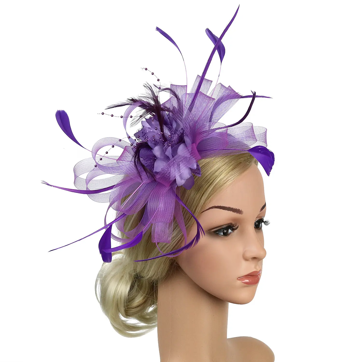 European Feather Headwear Bridal Hair Accessories Mesh Small Top Hat - Image 39