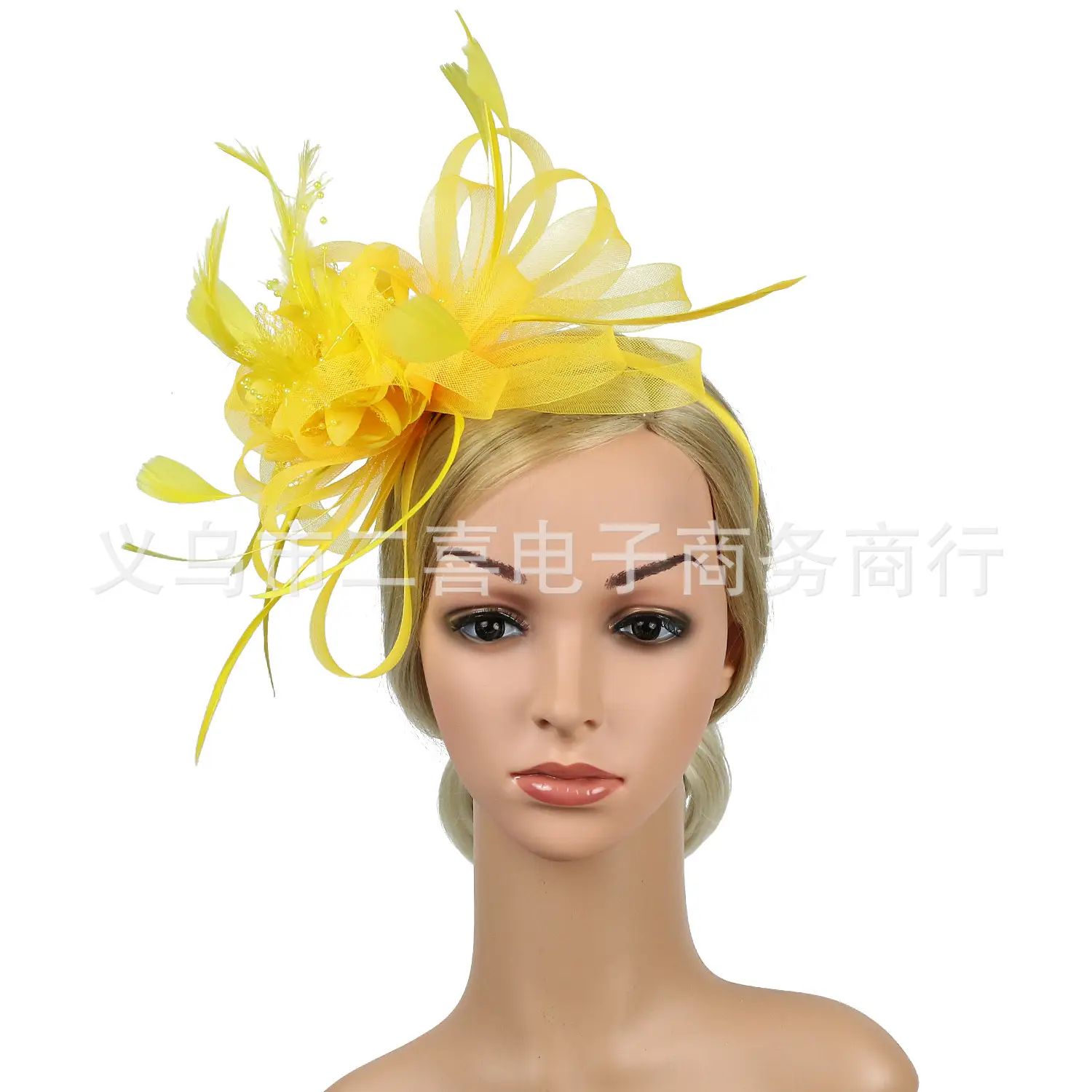 European Feather Headwear Bridal Hair Accessories Mesh Small Top Hat - Image 2