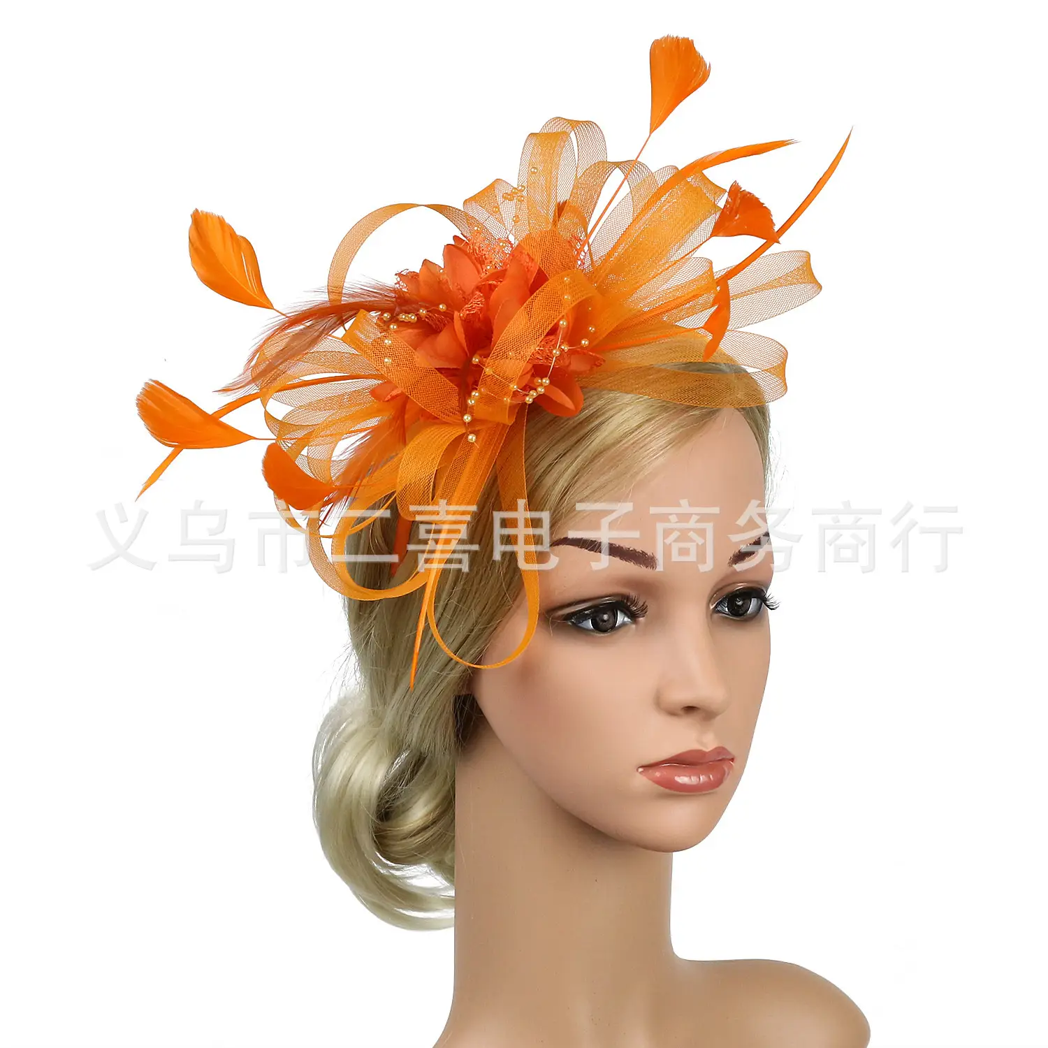 European Feather Headwear Bridal Hair Accessories Mesh Small Top Hat - Image 11