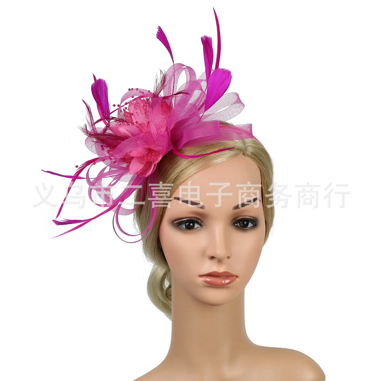 European Feather Headwear Bridal Hair Accessories Mesh Small Top Hat - Image 12