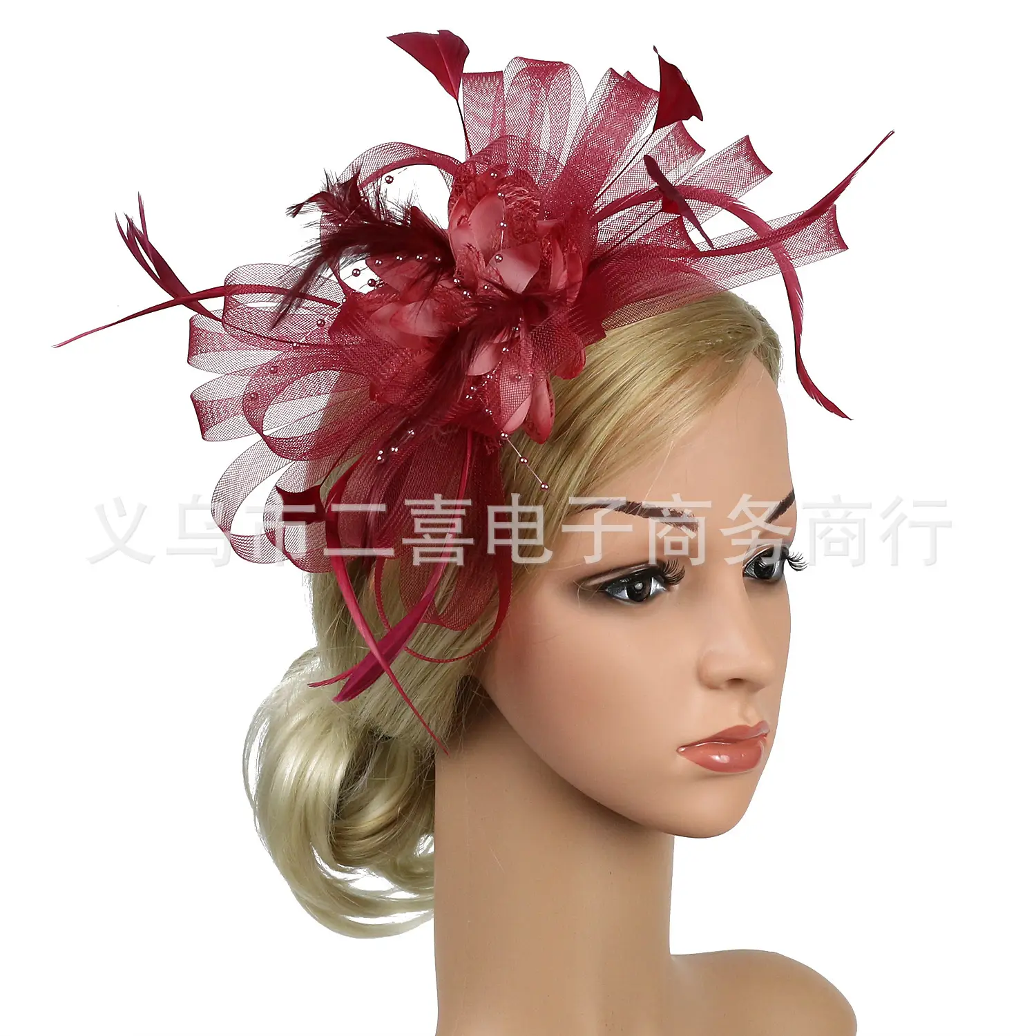 European Feather Headwear Bridal Hair Accessories Mesh Small Top Hat - Image 16