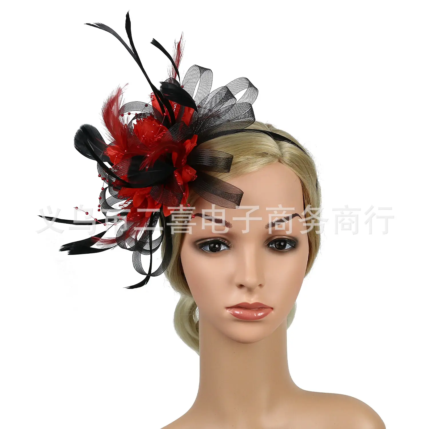 European Feather Headwear Bridal Hair Accessories Mesh Small Top Hat - Image 19