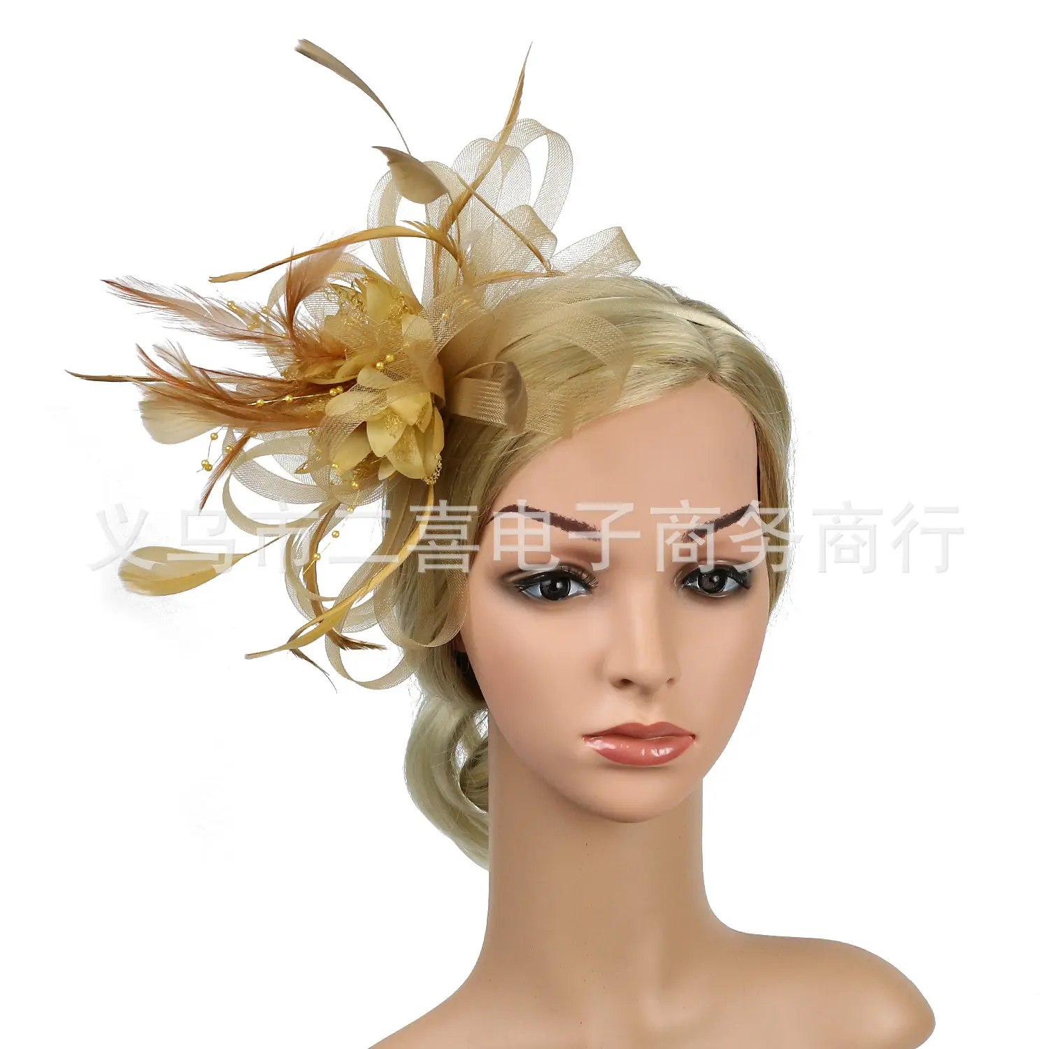 European Feather Headwear Bridal Hair Accessories Mesh Small Top Hat - Image 20