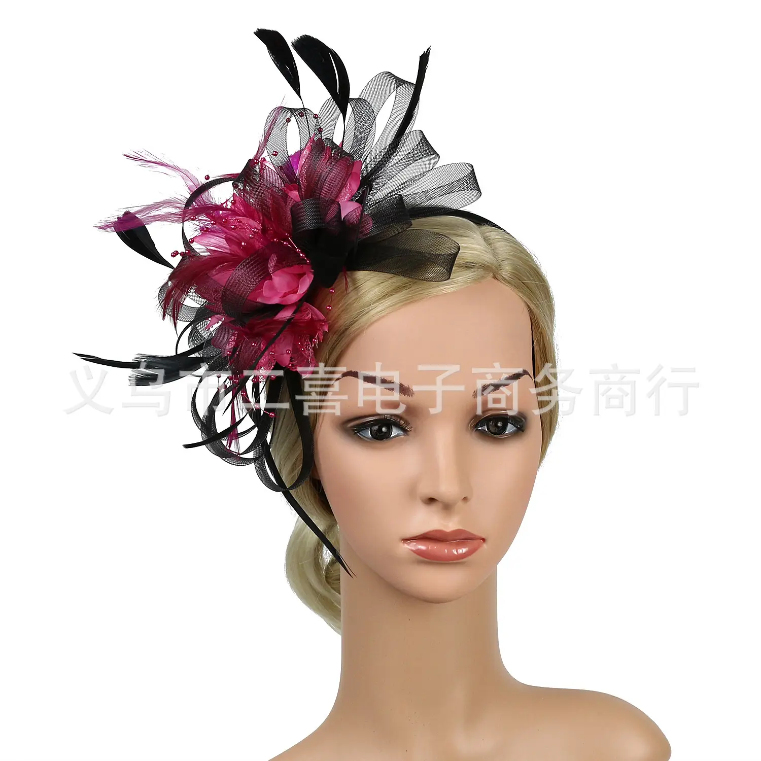 European Feather Headwear Bridal Hair Accessories Mesh Small Top Hat - Image 21